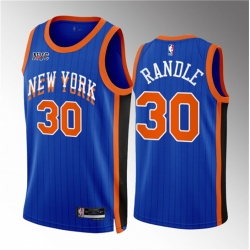 Men New Yok Knicks 30 Julius Randle Blue 2023 24 City Edition Stitched Basketball Jersey