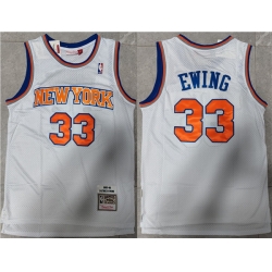 Men New Yok Knicks 33 Patrick Ewing White Throwback Stitched Jersey