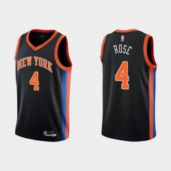 Men New Yok Knicks 4 Derick Rose 2022 23 Black City Edition Stitched Basketball Jersey