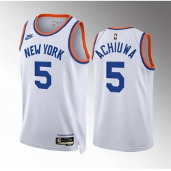 Men New Yok Knicks 5 Precious Achiuwa White 2021 22 City Edition Stitched Basketball Jersey