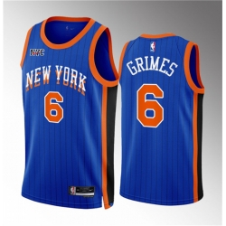 Men New Yok Knicks 6 Quentin Grimes Blue 2023 24 City Edition Stitched Basketball Jersey