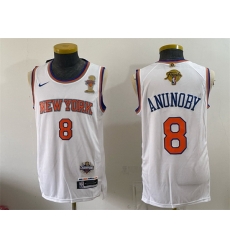 Men New Yok Knicks 8 OG Anunoby White 2026 Finals Champions Patch Statement Edition Stitched Jersey Men New Yok Knicks 8 OG Anunoby White 2026 Finals Champions Patch Statement Edition Stitched Jersey