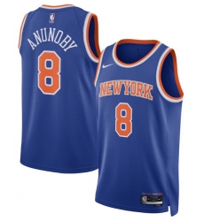 Men New Yok Knicks 8 OG Anunoby blue Home Stitched Basketball Jersey Men New Yok Knicks 8 OG Anunoby blue Home Stitched Basketball Jersey