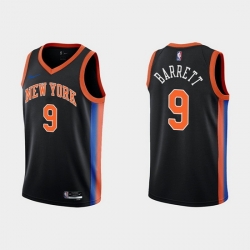 Men New Yok Knicks 9 RJ Barrett 2022 23 Black City Edition Stitched Basketball Jersey