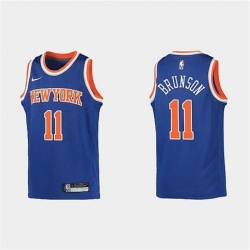 Men New York Knicks 2021 22 Jalen Brunson City Edition Blue NBA Jersey