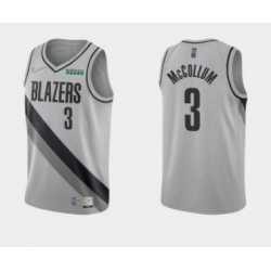 Men Portland Trail Portland Blazers 3 C J  McCollum Grey Earned Edition Stitched Basketball Jersey