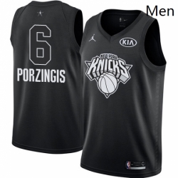 Mens Nike Jordan New York Knicks 6 Kristaps Porzingis Swingman Black 2018 All Star Game NBA Jersey 