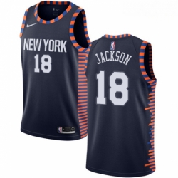 Mens Nike New York Knicks 18 Phil Jackson Swingman Navy Blue NBA Jersey 2018 19 City Edition