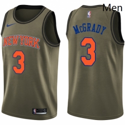 Mens Nike New York Knicks 3 Tracy McGrady Swingman Green Salute to Service NBA Jersey