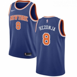 Mens Nike New York Knicks 8 Mario Hezonja Swingman Royal Blue NBA Jersey Icon Edition 