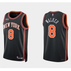 New Yok New York Knicks 8 Kemba Walker Black 75th Anniversary Stitched Swingman Basketball Jersey