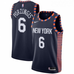 Youth Nike New York Knicks 6 Kristaps Porzingis Swingman Navy Blue NBA Jersey 2018 19 City Edition 