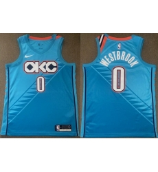 Men Oklahoma City Thunder 0 Russell Westbrook Blue 2018 19 City Stitched Basketball Jersey