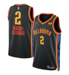 Men Oklahoma City Thunder 2 Shai Gilgeous Alexander Black 2024 25 City Edition Stitched Basketball Jersey