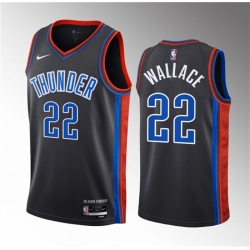 Men Oklahoma City Thunder 22 Cason Wallace Black 2023 Draft City Edition Stitched Basketball Jersey
