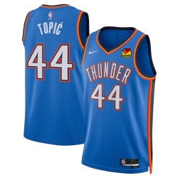 Men Oklahoma City Thunder 44 Nikola Topi u0107 Blue 2024 Draft Icon Edition Stitched Basketball Jersey