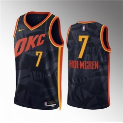 Men Oklahoma City Thunder 7 Chet Holmgren Black 2023 24 City Edition Stitched Basketball Jersey