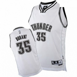 Mens Adidas Oklahoma City Thunder 35 Kevin Durant Authentic White on White NBA Jersey