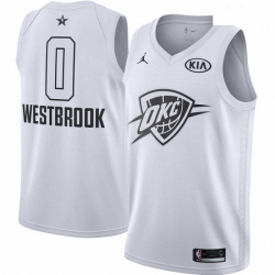 Mens Nike Jordan Oklahoma City Thunder 0 Russell Westbrook Swingman White 2018 All Star Game NBA Jersey