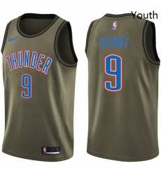 Youth Nike Oklahoma City Thunder 9 Jerami Grant Swingman Green Salute to Service NBA Jersey