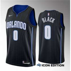 Men Orlando Magic 0 Anthony Black Black 2023 Draft Icon Edition Stitched Basketball Jersey