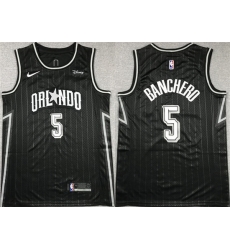 Men Orlando Magic 5 Paolo Banchero Black Icon Edition Stitched Swingman Jersey