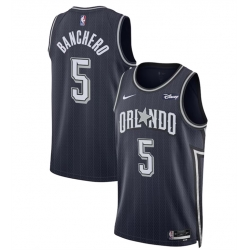 Men Orlando Magic 5 Paolo Banchero Navy 2023 24 City Edition Stitched Basketball Jersey