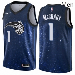 Mens Nike Orlando Magic 1 Tracy Mcgrady Authentic Blue NBA Jersey City Edition