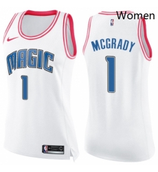 Womens Nike Orlando Magic 1 Tracy Mcgrady Swingman WhitePink Fashion NBA Jersey