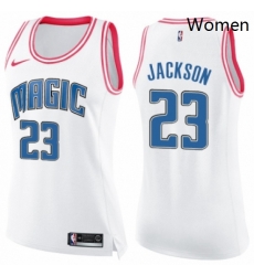 Womens Nike Orlando Magic 23 Justin Jackson Swingman WhitePink Fashion NBA Jersey 