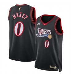 Men Philadelphia 76ers 0 Tyrese Maxey Black 2025 Classic Edition Stitched Jersey