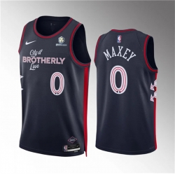 Men Philadelphia 76ers 0 Tyrese Maxey Navy 2023 24 City Edition Stitched Jersey