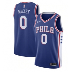 Men Philadelphia 76ers 0 Tyrese Maxey Royal Icon Edition Stitched Swingman Jersey