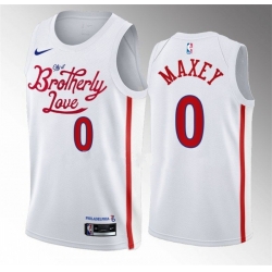 Men Philadelphia 76ers 0 Tyrese Maxey White 2022 23 City Edition Stitched Basketball Jersey