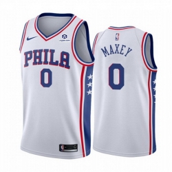 Men Philadelphia 76ers 0 Tyrese Maxey White Association Edition Stitched Jersey