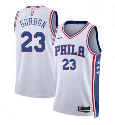 Men Philadelphia 76ers 23 Eric Gordon White Association Edition Stitched Jersey