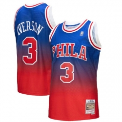 Men Philadelphia 76ers 3 Allen Iverson Red Royal Mitchell Ness Swingman Stitched Jersey