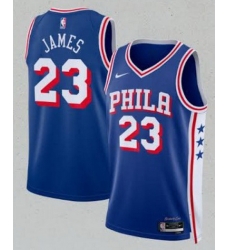 Men Philadelphia 76ers LeBron James Blue 2026 Association Edition Stitched Jersey Men Philadelphia 76ers LeBron James Blue 2026 Association Edition Stitched Jersey