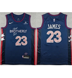 Men Philadelphia 76ers LeBron James Navy 2023 24 City Edition With Patch Stitched Jersey Men Philadelphia 76ers LeBron James Navy 2023 24 City Edition With Patch Stitched Jersey
