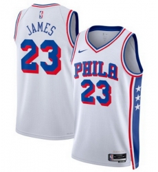 Men Philadelphia 76ers  LeBron James White 2026 Association Edition Stitched Jersey