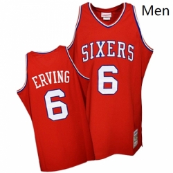 Mens Mitchell and Ness Philadelphia 76ers 6 Julius Erving Swingman Red Throwback NBA Jersey