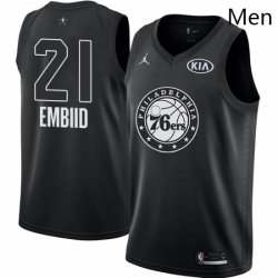 Mens Nike Jordan Philadelphia 76ers 21 Joel Embiid Swingman Black 2018 All Star Game NBA Jersey