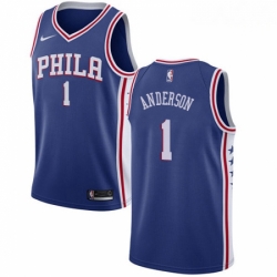 Mens Nike Philadelphia 76ers 1 Justin Anderson Swingman Blue Road NBA Jersey Icon Edition