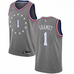 Mens Nike Philadelphia 76ers 1 Landry Shamet Swingman Gray NBA Jersey City Edition 