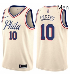 Mens Nike Philadelphia 76ers 10 Maurice Cheeks Authentic Cream NBA Jersey City Edition