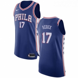 Mens Nike Philadelphia 76ers 17 JJ Redick Authentic Blue Road NBA Jersey Icon Edition 