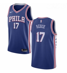 Mens Nike Philadelphia 76ers 17 JJ Redick Swingman Blue Road NBA Jersey Icon Edition 