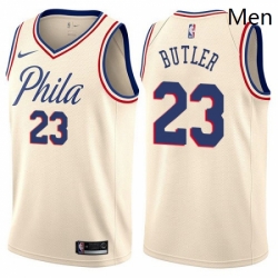 Mens Nike Philadelphia 76ers 23 Jimmy Butler Swingman Cream NBA Jersey City Edition 