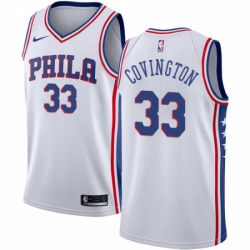 Mens Nike Philadelphia 76ers 33 Robert Covington Authentic White Home NBA Jersey Association Edition