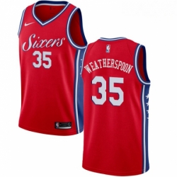 Mens Nike Philadelphia 76ers 35 Clarence Weatherspoon Authentic Red Alternate NBA Jersey Statement Edition 